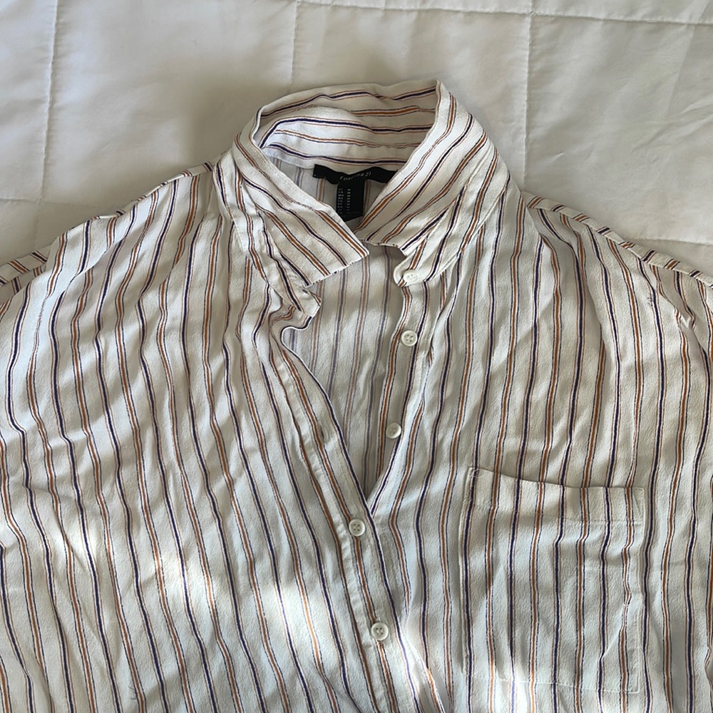 Forever 21 STRIPED ORANGE AND PURPLE SHIRT